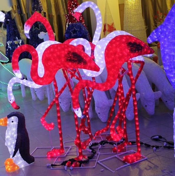 Outdoor LED Motif Light Christmas Decoration 3D LED Flamingo Light Decoration