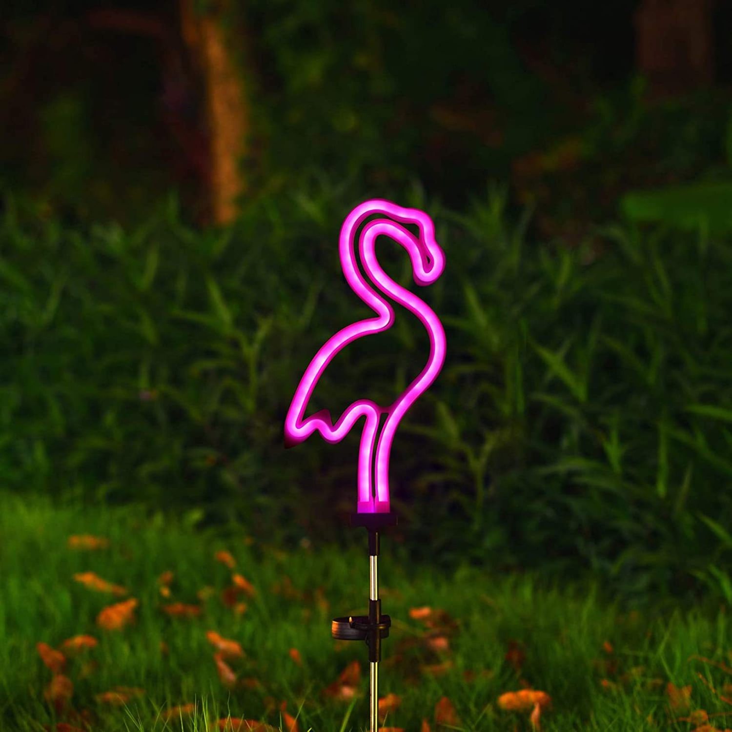 2023 New Neon Sign Flamingo Solar Stake Lights Outdoor Waterproof Garden Decoration