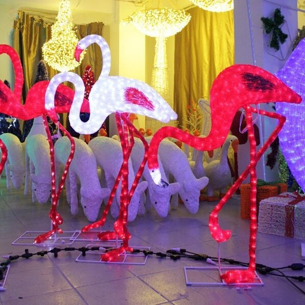 Outdoor LED Motif Light Christmas Decoration 3D LED Flamingo Light Decoration