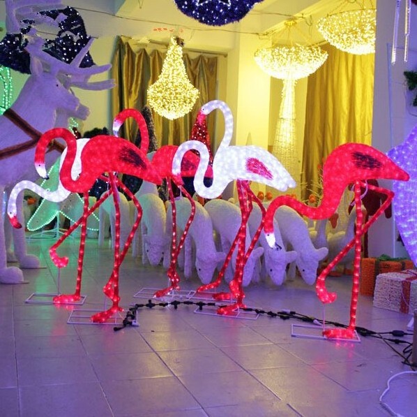 Outdoor LED Motif Light Christmas Decoration 3D LED Flamingo Light Decoration