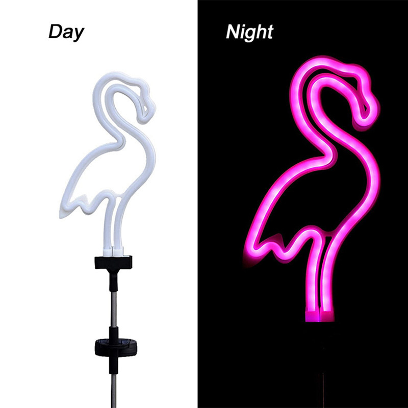 2023 New Neon Sign Flamingo Solar Stake Lights Outdoor Waterproof Garden Decoration