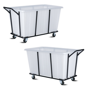 Factory wholesale durable  Cleaning trolley   plastic laundry cart large white laundry carts  with wheels