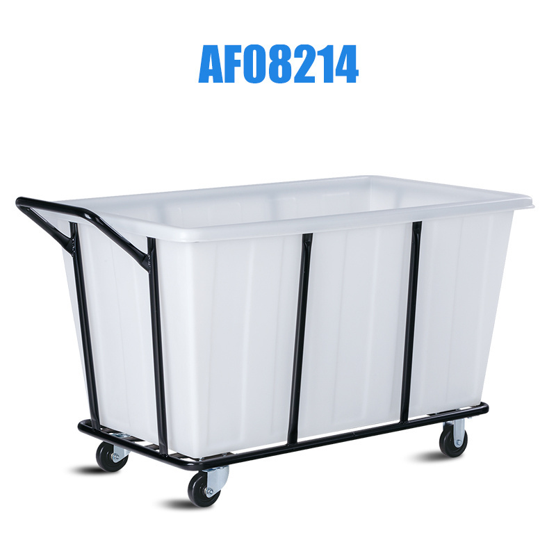 Factory wholesale durable  Cleaning trolley   plastic laundry cart large white laundry carts  with wheels