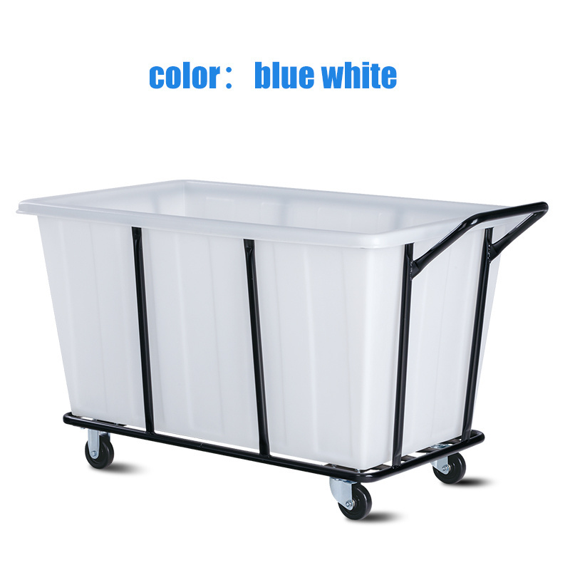 Factory wholesale durable  Cleaning trolley   plastic laundry cart large white laundry carts  with wheels