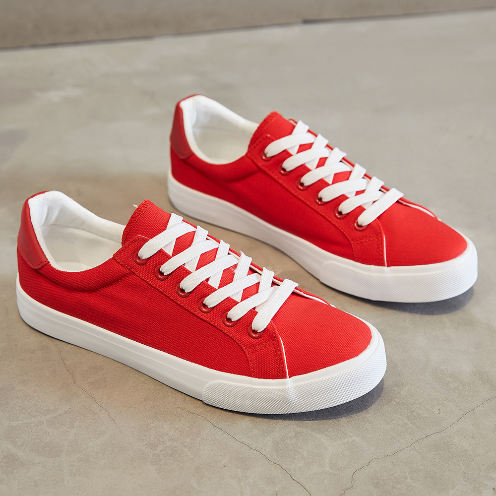 Wholesale Fashion Unisex Men Flat Tennis Shoes Sneakers Custom Logo Red Canvas Shoes For Men New Style