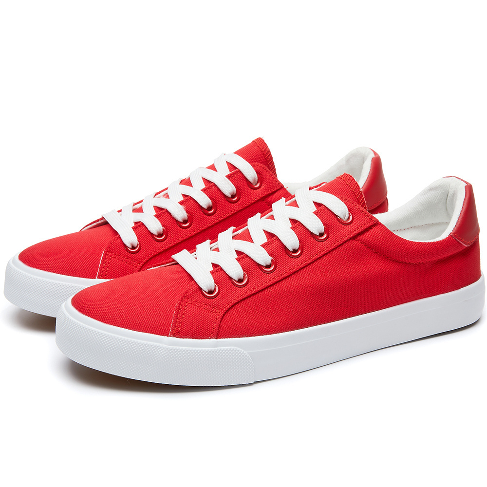 Wholesale Fashion Unisex Men Flat Tennis Shoes Sneakers Custom Logo Red Canvas Shoes For Men New Style