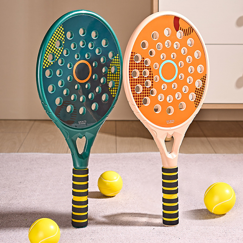 Kids plastic racquet play game beach paddle tennis racket set with 2 rackets 1 professional highly elastic tennis ball