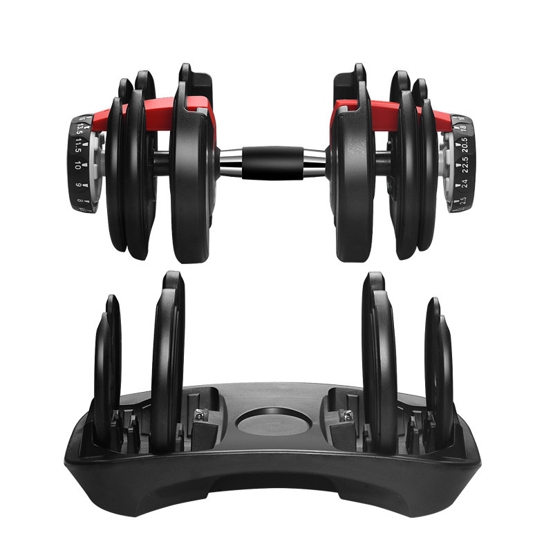 China wholesale 24kg 52.5lb 15 speed adjustable dumbbells with stand rack home gym man exercise equipment set price