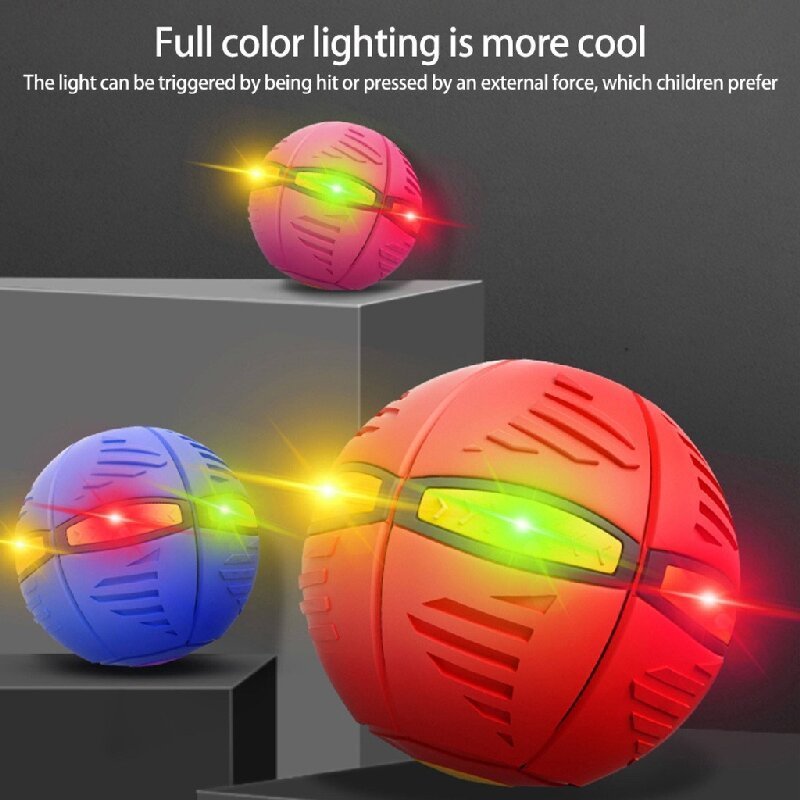 Wholesale LED new magic deformation dog toy interactive flexible ufo kids outdoor toys flying saucer ball with 3 lights