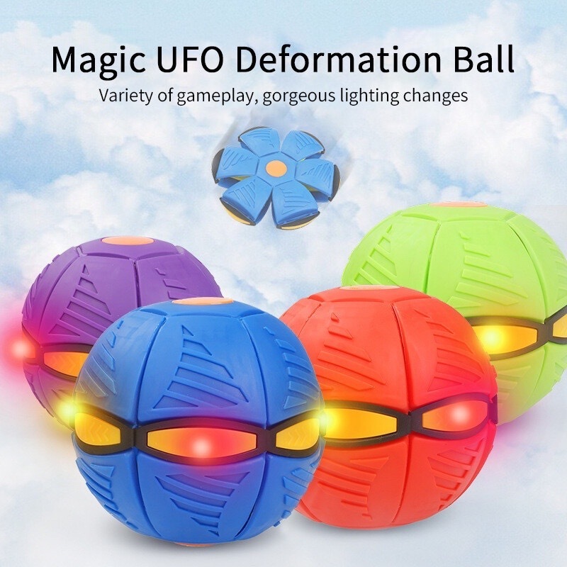 Wholesale LED new magic deformation dog toy interactive flexible ufo kids outdoor toys flying saucer ball with 3 lights