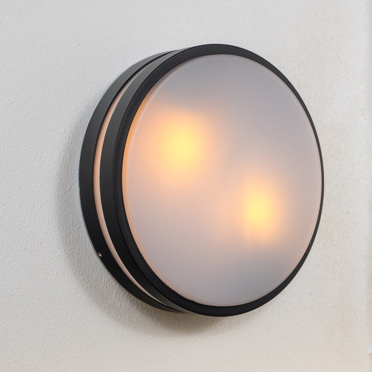 modern waterproof aluminum round shape 2*e27 outdoor wall mounted bulkhead light ceiling light