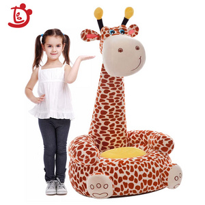 New Design PCartoon Lovely Plush  Giraffe Soft Plush Baby Animal Sofa Chair For Kids