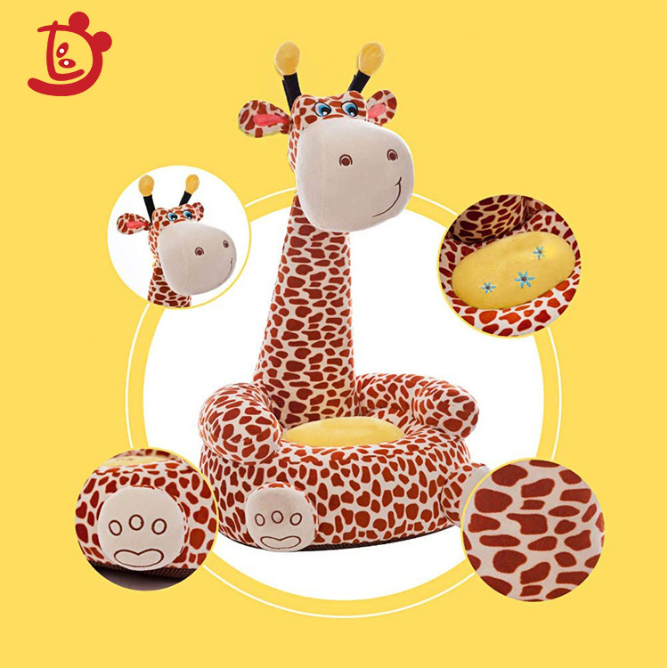 New Design PCartoon Lovely Plush  Giraffe Soft Plush Baby Animal Sofa Chair For Kids