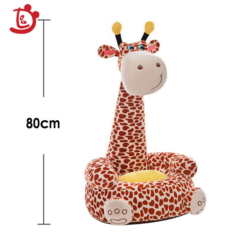 New Design PCartoon Lovely Plush  Giraffe Soft Plush Baby Animal Sofa Chair For Kids