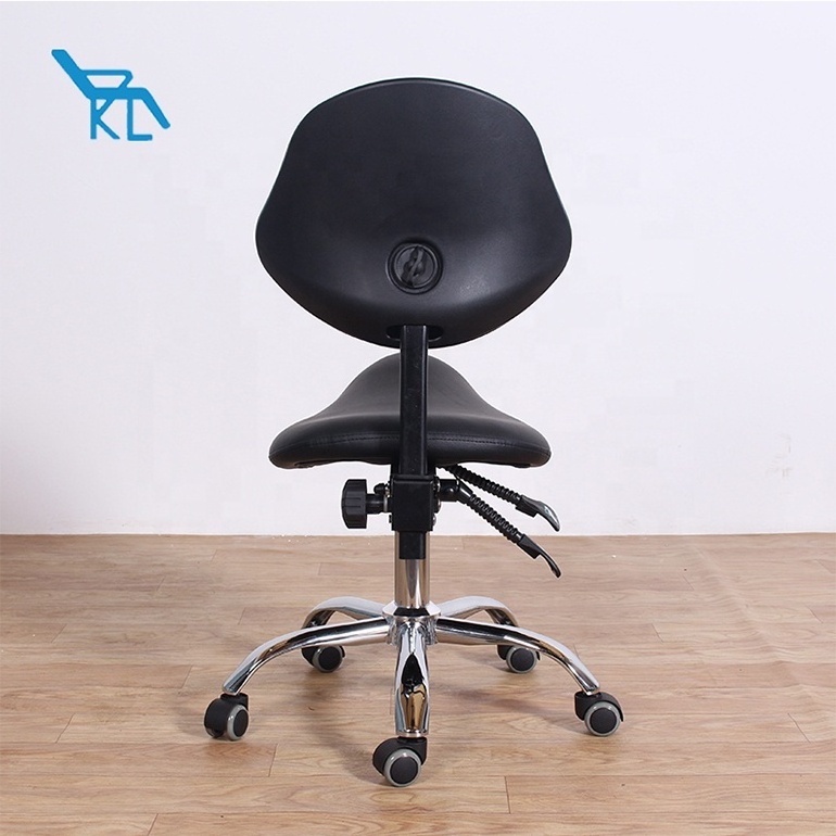 Ergonomic PU salon chair saddle stool with backrest beauty stool