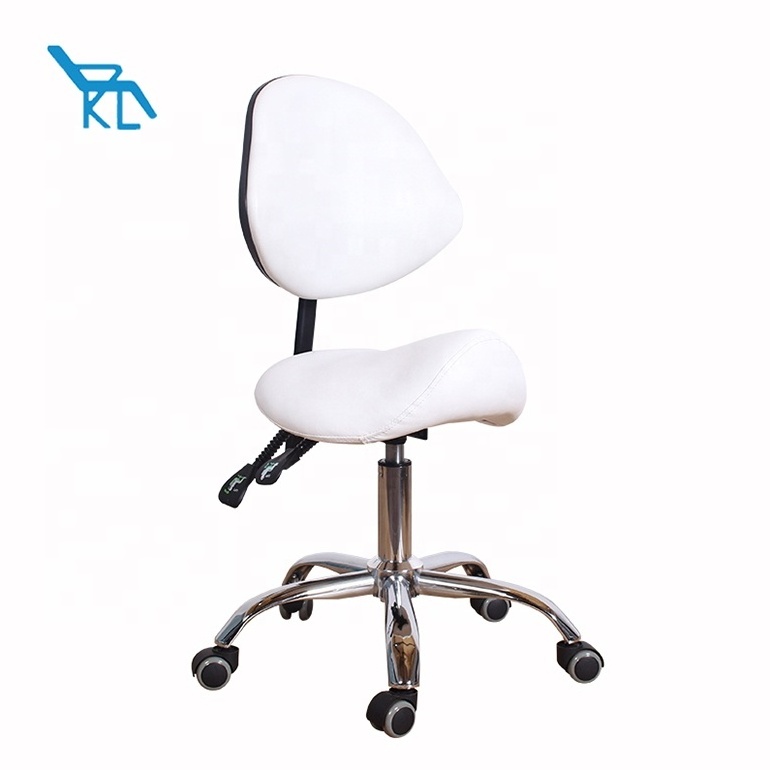 Ergonomic PU salon chair saddle stool with backrest beauty stool