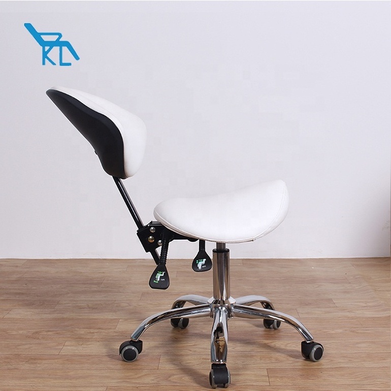 Ergonomic PU salon chair saddle stool with backrest beauty stool