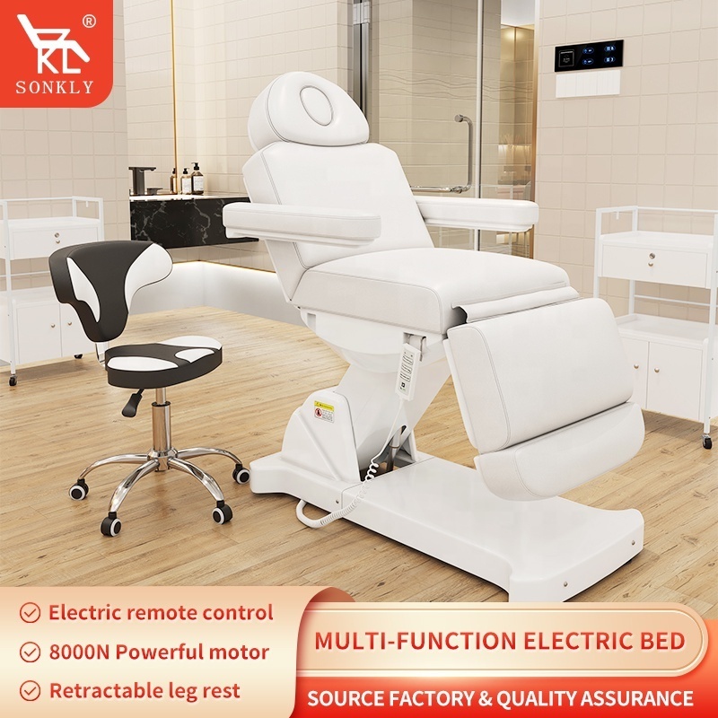 SONKLY Factory direct luxury electric 3 motor salon bed eyelash bed chair electric beauty table massage table