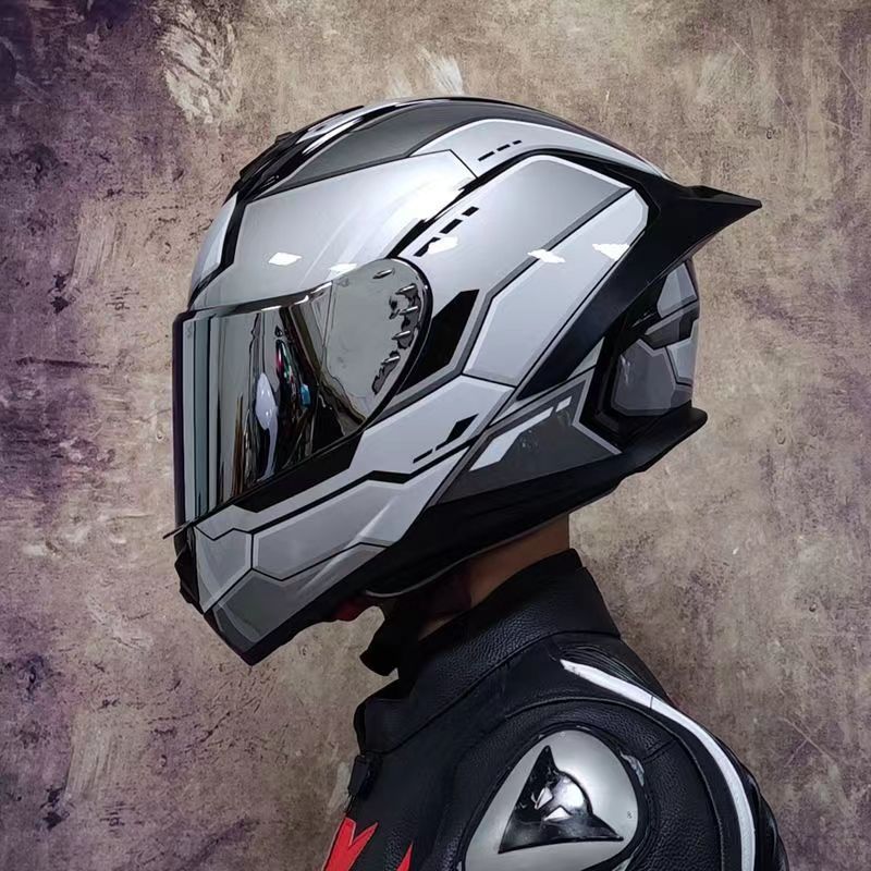 Motorcycle electric helmet male and female personality pop big tail couple four season running helmet Bluetooth helmet