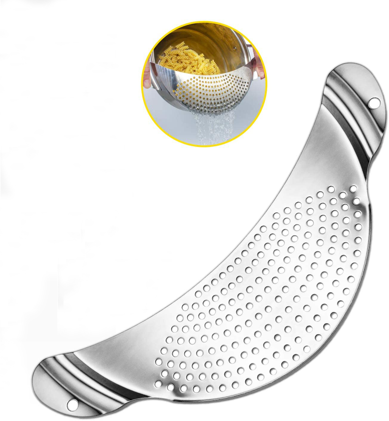 Kitchen Accessories Stainless Steel Draining Water Filter Pan Pot Strainer Colander