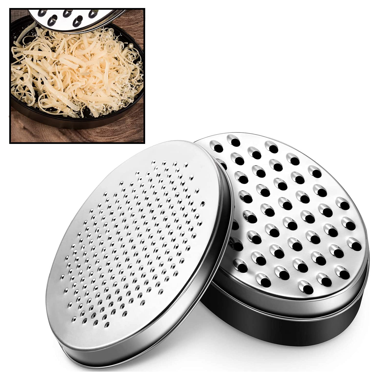 2 IN 1 Cheese Veggies Box Grater Perfect for Hard Parmesan and Soft Cheddar Cheese Grater with Food Storage Container