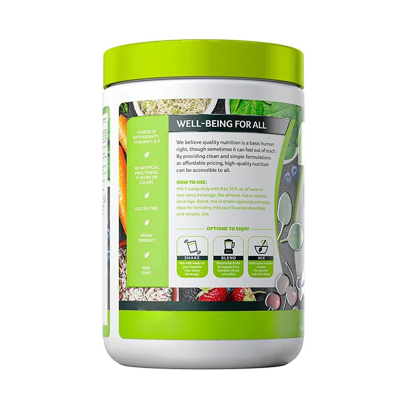 Private Label Super Green Powder MultiVitamin Bulk Mixed Food Supplement Adaptogen Vitamin Mineral Super Food Green Powder