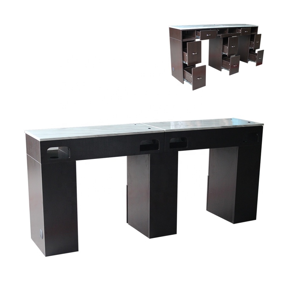 Wholesale Modern Luxury Spa Beauty Salon Furniture Vented Marble Top Double Manicure Nail Table