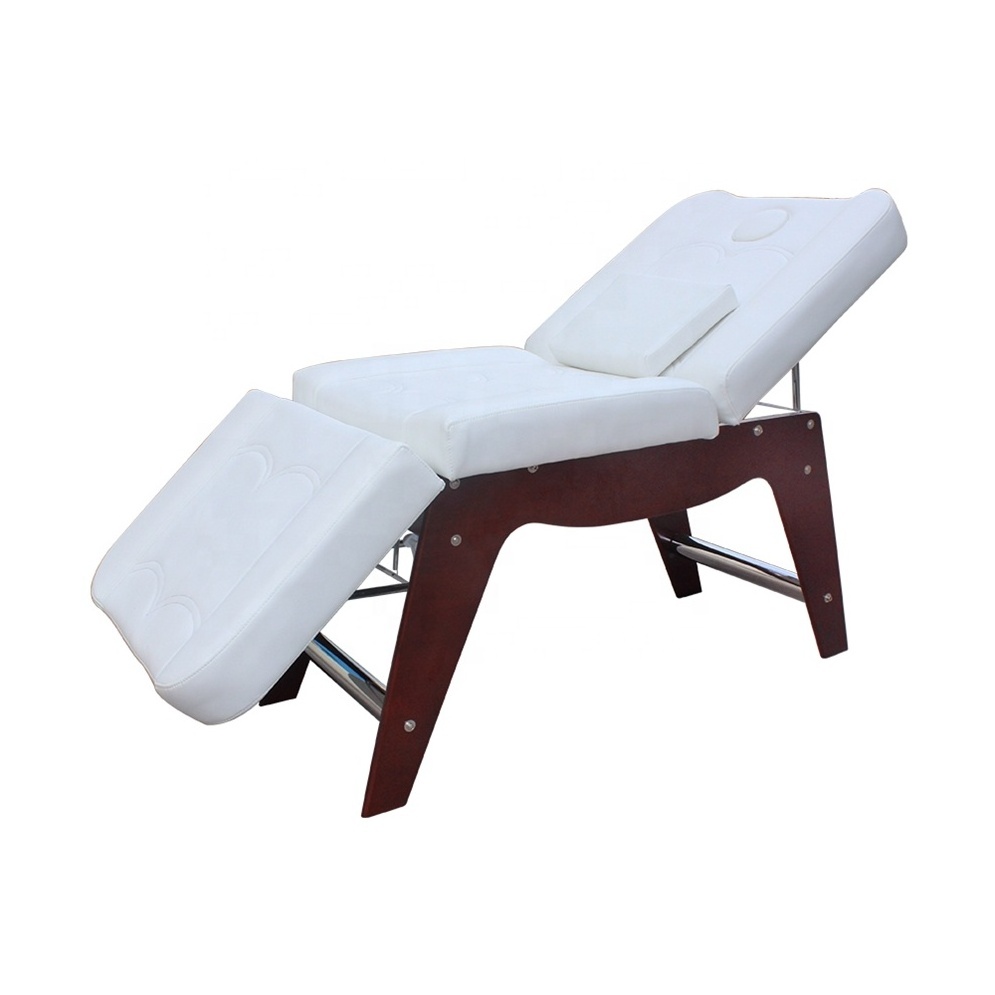 Modern Adjustable Height Mobile Professional Physical Therapy Portable Thai Wood Spa Beauty Facial Massage Table Bed for Sale