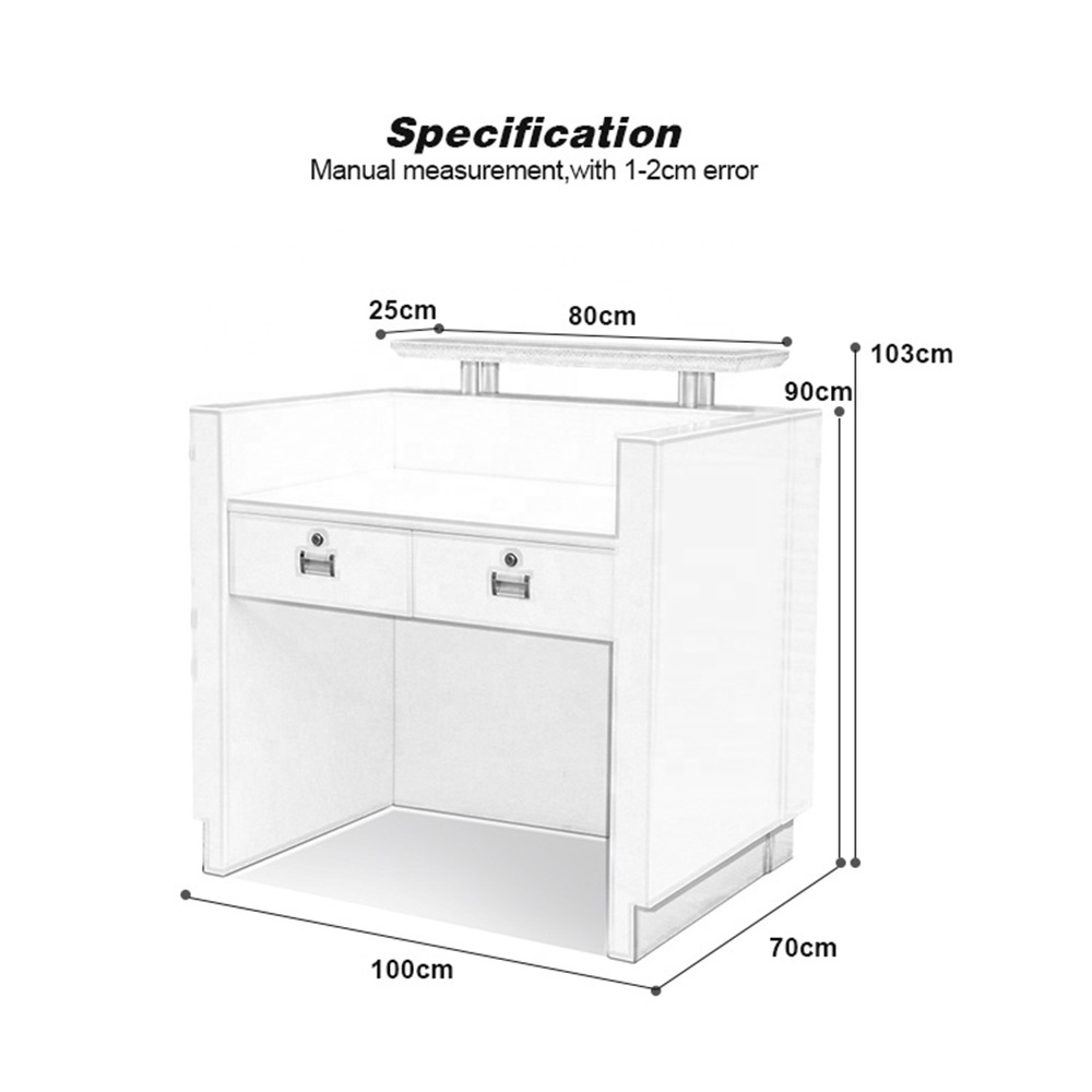 Cheap Custom Modern New Design Luxury Wood High Gloss Nail Beauty Spa Salon White Small Front Reception Desk for Sale