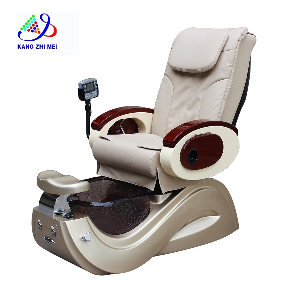 Modern Luxury Electric Pipeless Whirlpool Jet Foot Spa Joy Human Touch Massage Pedicure Chair with Glass Bowl