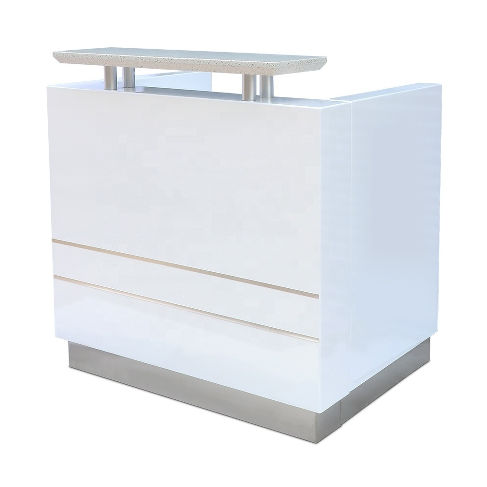 Cheap Custom Modern New Design Luxury Wood High Gloss Nail Beauty Spa Salon White Small Front Reception Desk for Sale