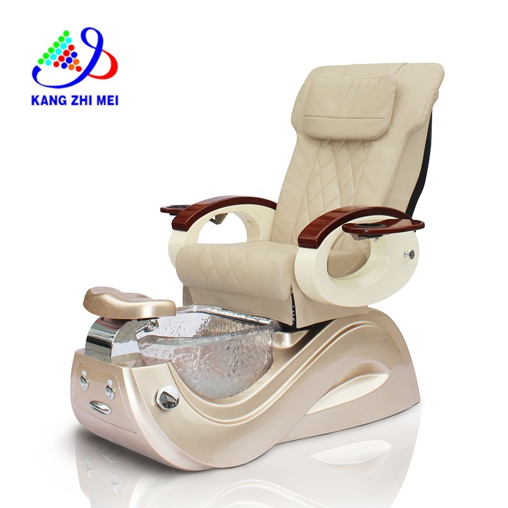 Modern Luxury Electric Pipeless Whirlpool Jet Foot Spa Joy Human Touch Massage Pedicure Chair with Glass Bowl