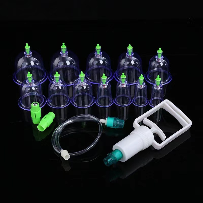 12 Sets Medical Body Massage Cupping Cups Hijama Butt Cupping Therapy Vacuum Cupping Set Chinese Sale Transparent OEM Box Color