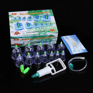 12 Sets Medical Body Massage Cupping Cups Hijama Butt Cupping Therapy Vacuum Cupping Set Chinese Sale Transparent OEM Box Color