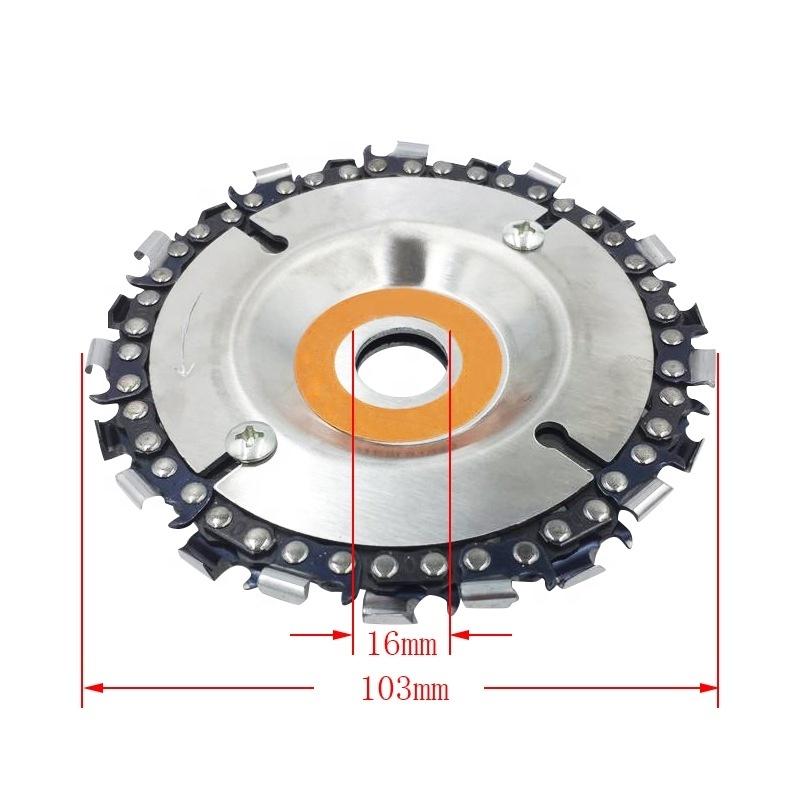 Grinder disc circular saw blade and chain 22 tooth fine cutting set for surface cutting and engraving of 100/115 angle grinder,