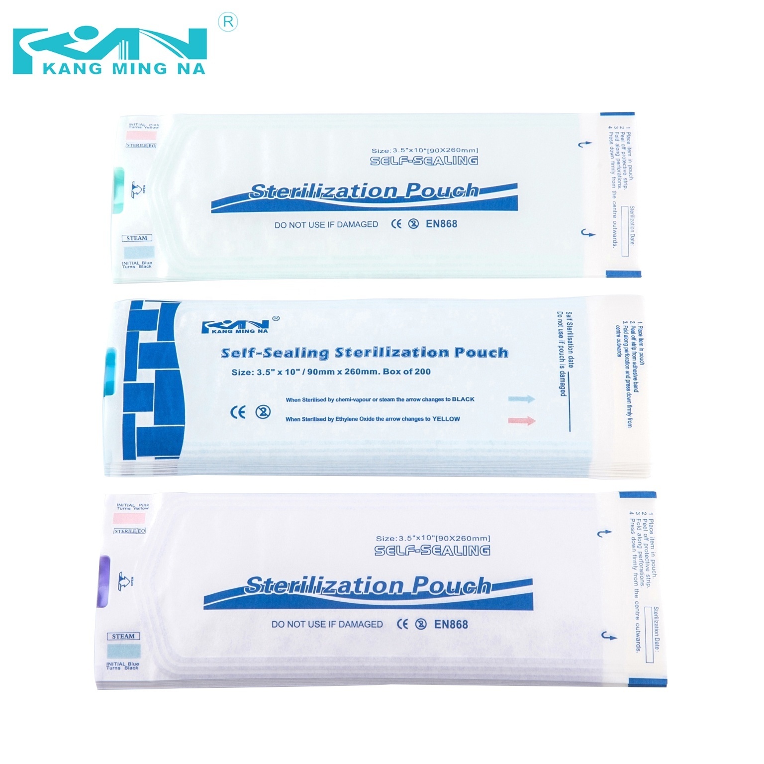 Waterproof hospital sterilization packing self sealing pouches medical autoclave package