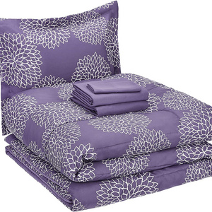 Comfortable and Breathable King Purple Floral Light Weight Microfiber duvet bedding set with Zipper Closure