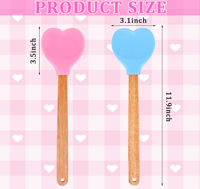 Cheap Valentine's day Heart Shaped Silicone Spatula With Wooden Handle For Baking, Stirring Pastry, Kitchen Utensil