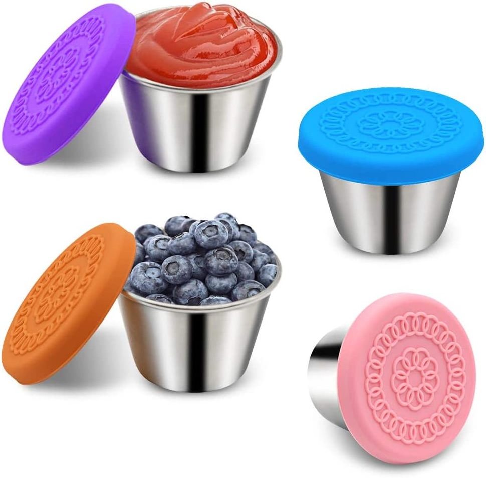 Hot Sale Small Condiment Containers with Leakproof Silicone Lids Kids Sauce Cups for Lunch Box