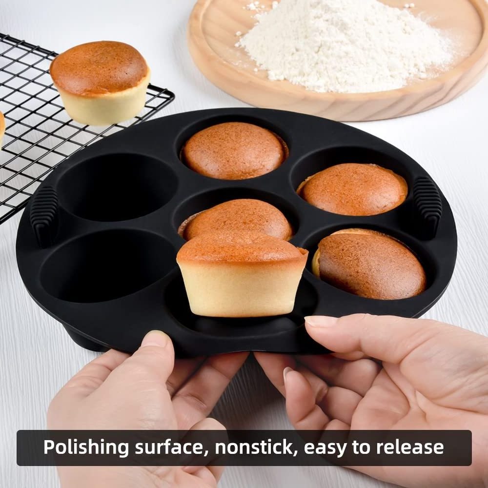 Silicone Muffin Pan Cupcake Tray - 7 Cupcake Pans Air Fryer Silicone Muffin Pans for Baking Cupcake Mold