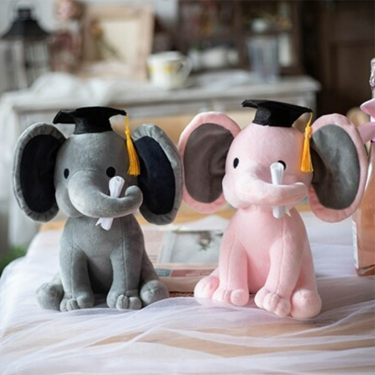 Cute Doctor Elephant Plush Doll Stuffed Graduation Baby Elephant