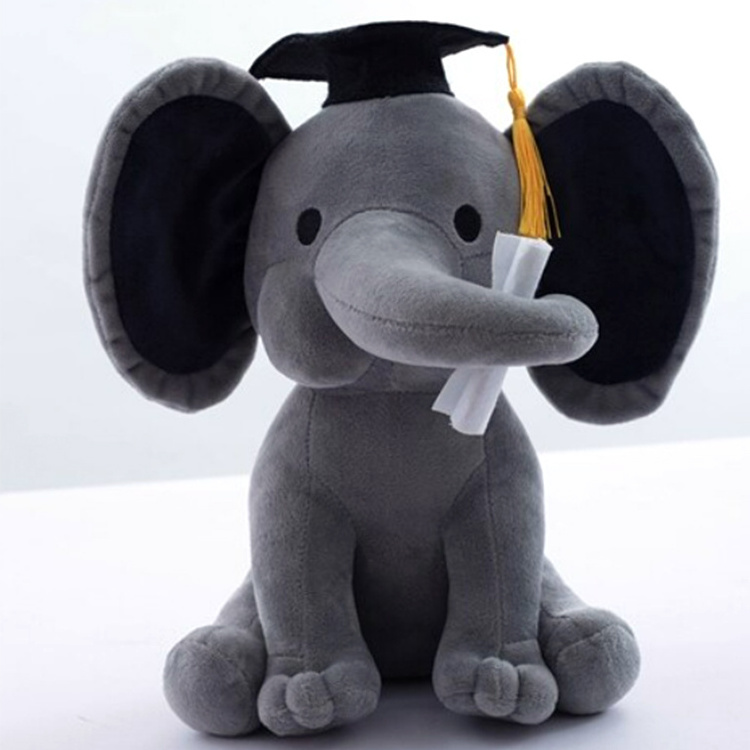 Cute Doctor Elephant Plush Doll Stuffed Graduation Baby Elephant