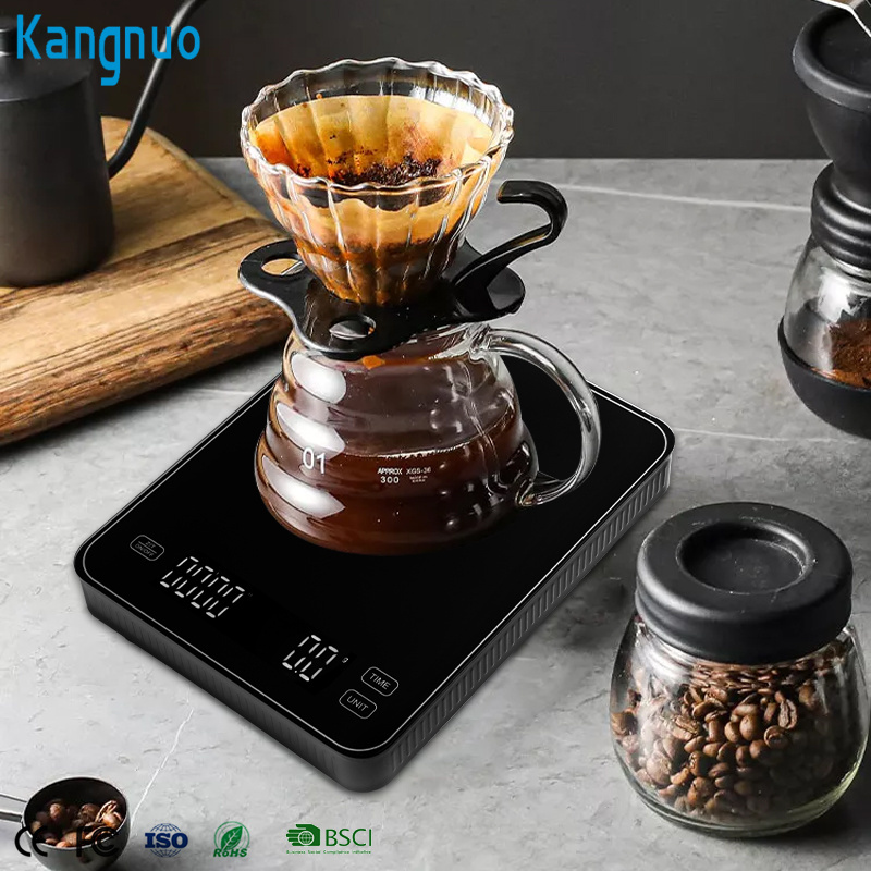 Custom Logo Small Digital Kitchen Scale High Precision Green Lcd 3kg/0.1g Smart Coffee Scale For Drip Coffee With Timer