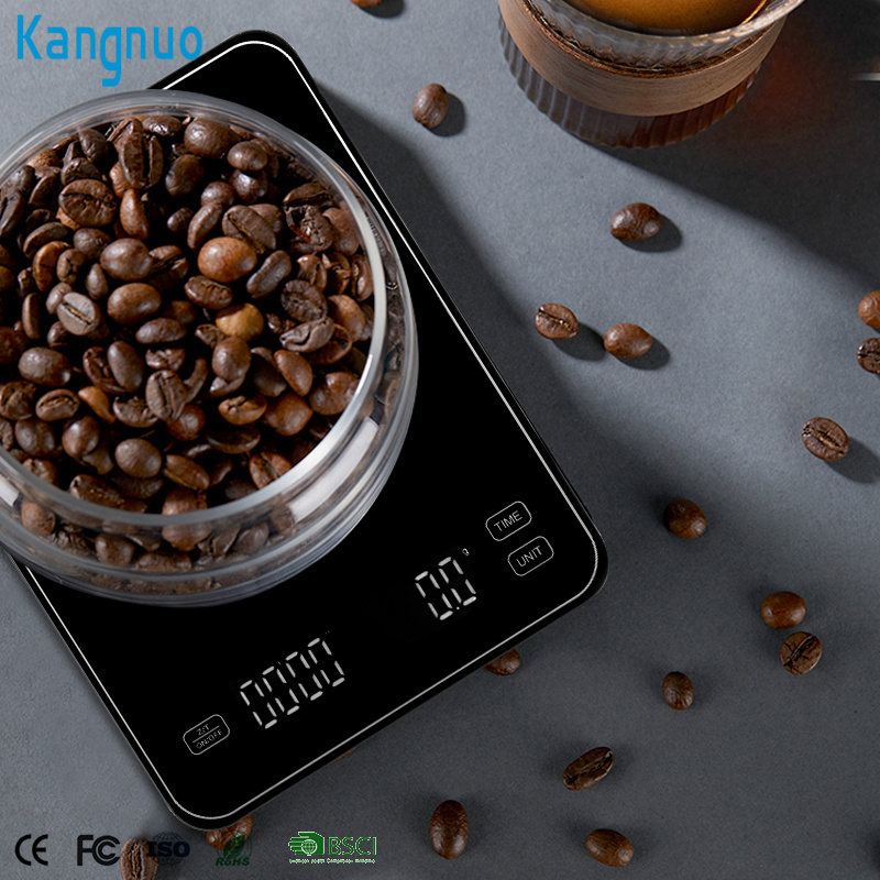 Custom Logo Small Digital Kitchen Scale High Precision Green Lcd 3kg/0.1g Smart Coffee Scale For Drip Coffee With Timer