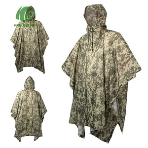 Kango Outdoor Camouflage Portable Polyester Poncho Rain Gear for Camping Hiking