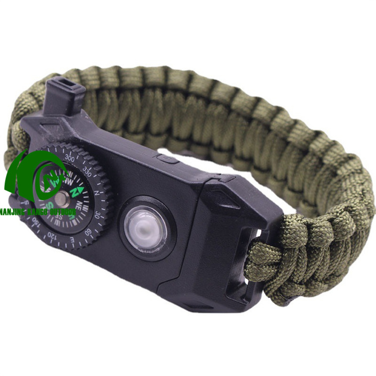 Kango New Custom Camouflage Outdoor Camping Travel Survival Bracelet SOS Wristband Light Up Wristband