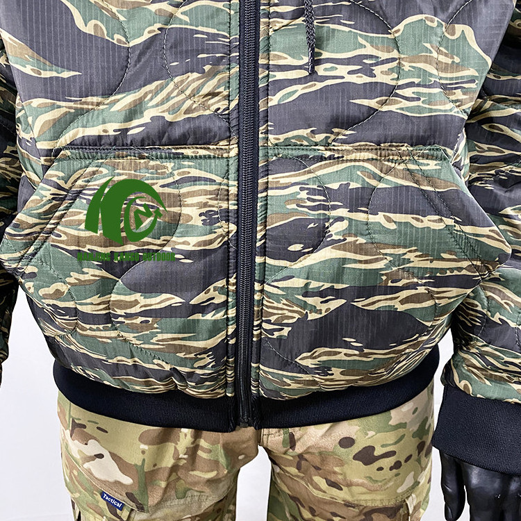 Kango US Market Uniform  Hot Sale Tiger Stripe Woobie Hoodie Camouflage Zipper Jacket