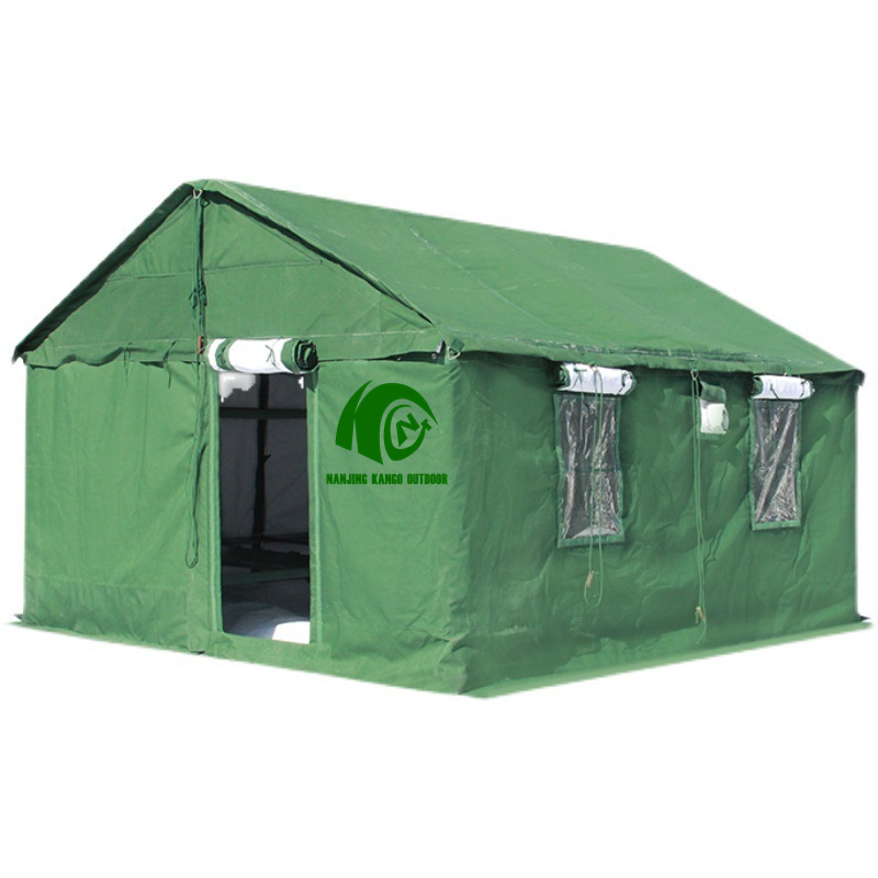 Kango Custom Outdoor Olive Green Camping Inflatable Waterproof Canvas Emergency Shelter Heavy Duty Rescue Disaster Relief Tent