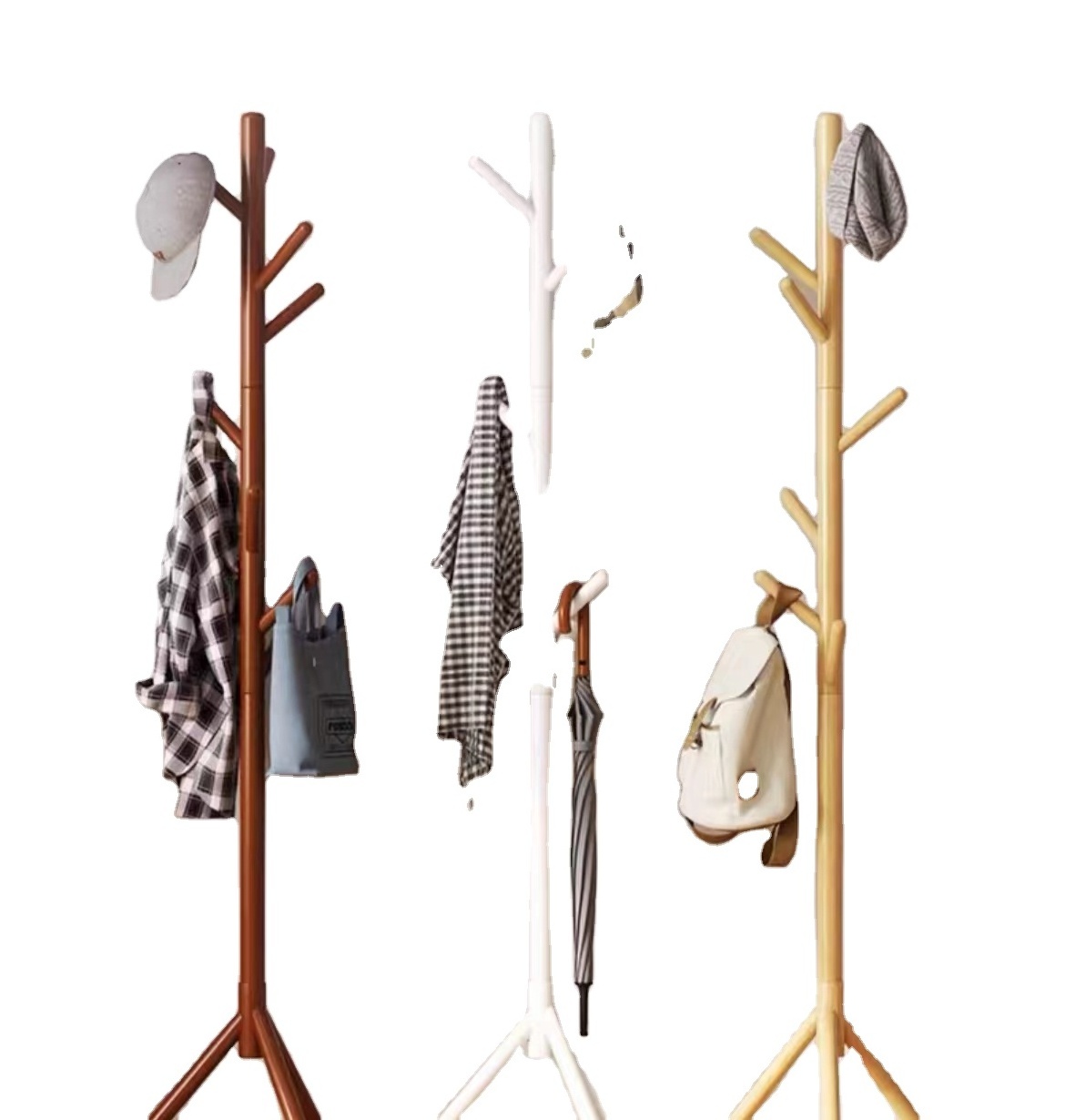 Living Room Furniture Modern Clothes Tree Shaped Wooden Stand Cloths Coat Hanger Rack