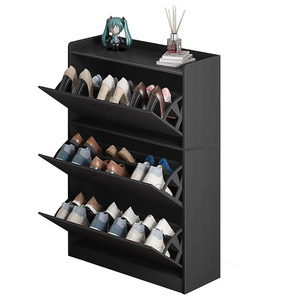 2024 Wooden Shoe Racks Cabinet Modern Design Rotating Indoor Shoe Storage Smart Rack Wooden Display Shoes Cabinet Racks